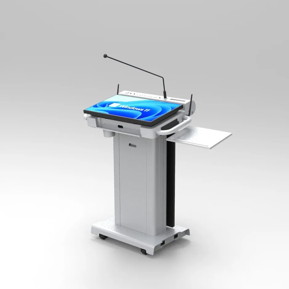 Electric Height Adjustable Podium Aluminum Body Main Screen Windows & Second Front Android Interactive Speech Stand