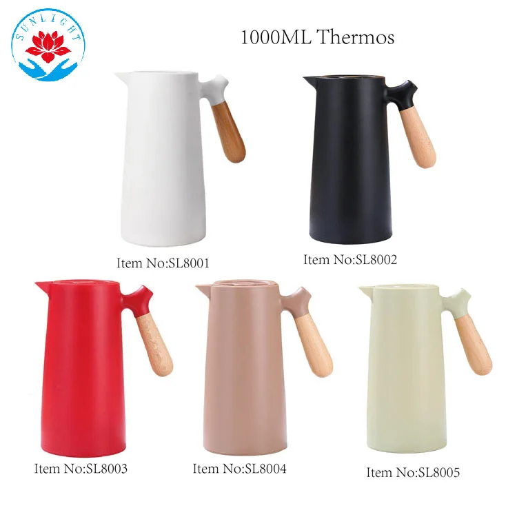 Hot Selling Wooden Handle Thermos Pot Double Wall Vacuum Insulated Thermal Coffee Carafe Thermos pot