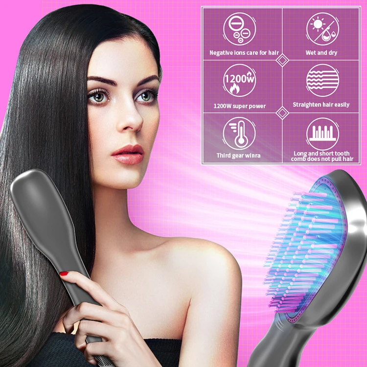 one step hot air brush hair dryer hair straightener comb custom hot comb iron hair straightening