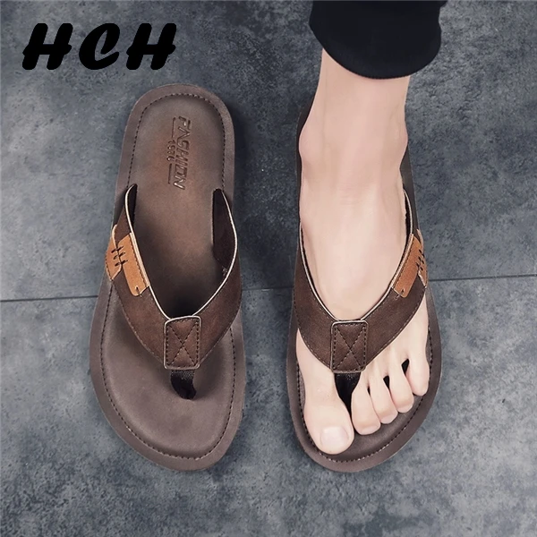 2019 Handmade Thong Sandals Leather Men OutDoor Slipper Retro Fashion Flip Flops Summer Beach Slippers Flat Feet Ultra Comfort