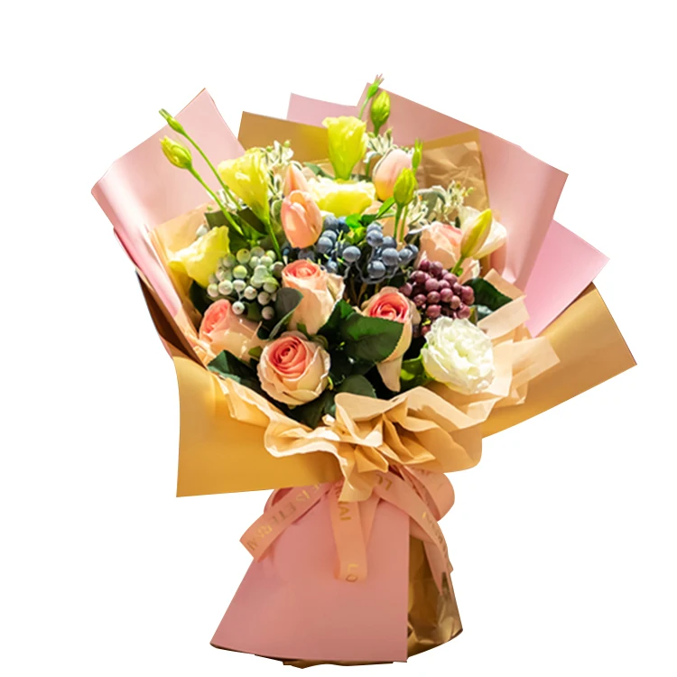 
Double-Sided Color Gold Wrapping Paper Flower Bouquet Plastic Waterproof Florist Paper For Flower 