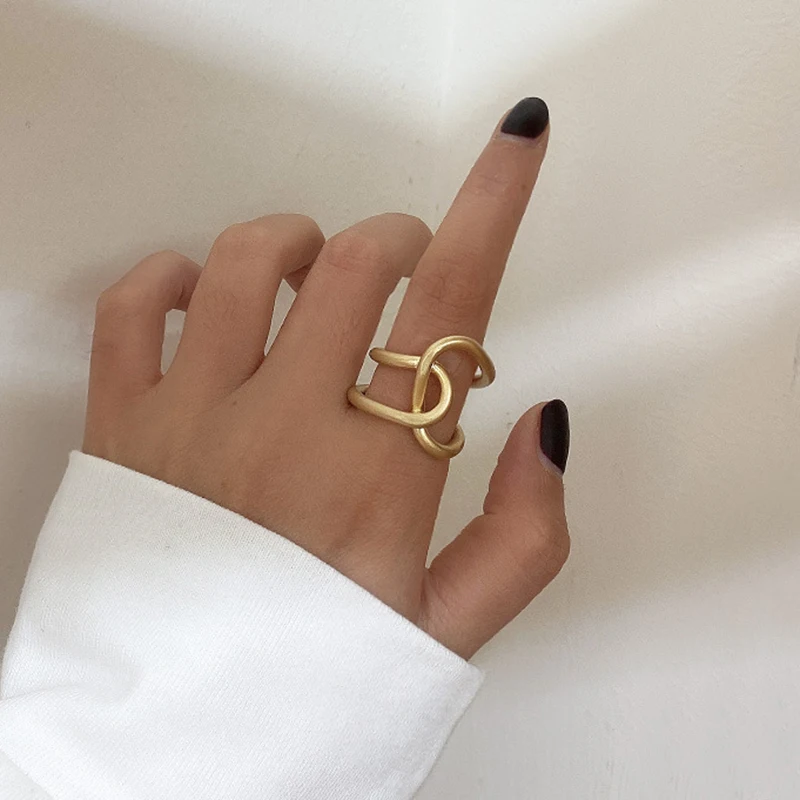 Wire Twisted Bright Matte Gold Rings Irregular Geometric Rings for Women Statement Open Rings Resizable 2019 Fashion Jewelry