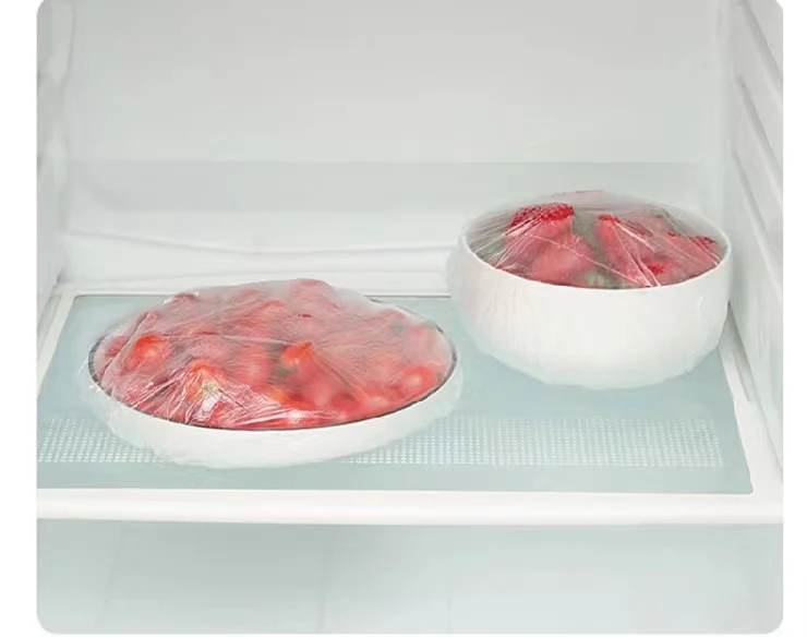 100pcs Disposable Food Cover Plastic Wrap Elastic Food Lids For Fruit Bowls Cups Storage Kitchen Fresh Keeping Saver Bag