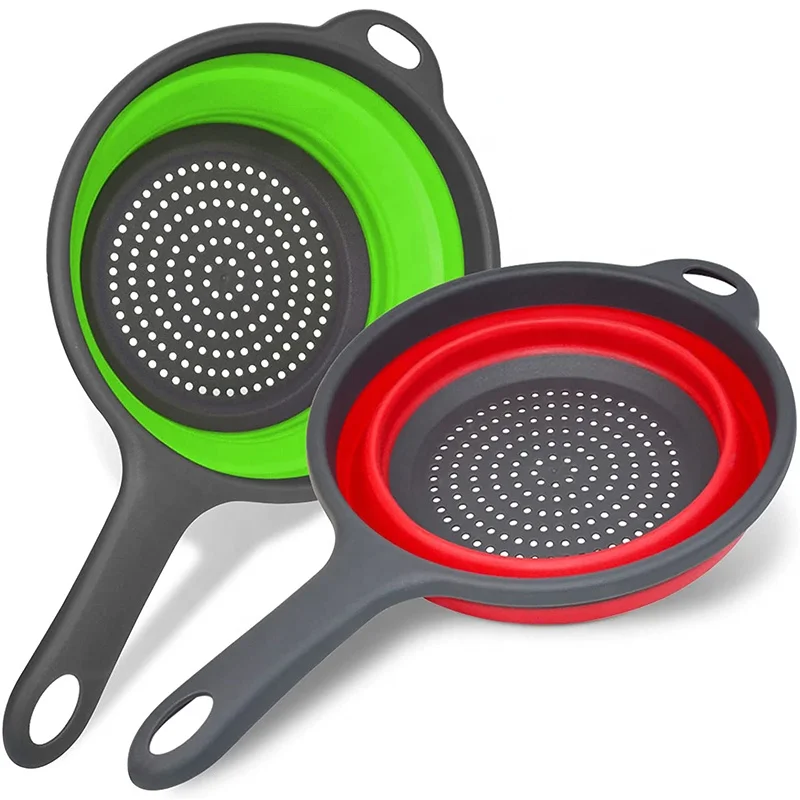 Space-Saver Folding Strainer Colander with Handle for Draining Pasta, Vegetable