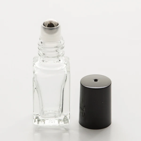 Custom color  Luxury Steel Ball 15ml 30ml 50ml  Perfume Essence Packaging Bottle Square Glass Roller Ball Bottle