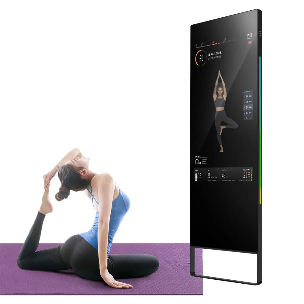 Advertising lcd smart touch digital signage gym home intelligent body motion senor magic fitness mirror