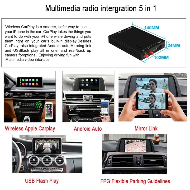 Cartrend Low Price Cheap wireless CarPlay interface box Android Auto module for MB B-M-W AU DI with Mirrorlink rear camera
