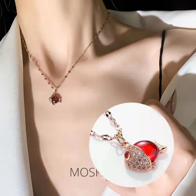 Ornament Clavicle Chain Lucky Purse 18K Rose Gold Pendant ShinZue Same Style on Quaishou Zircon-Laid Necklace Female