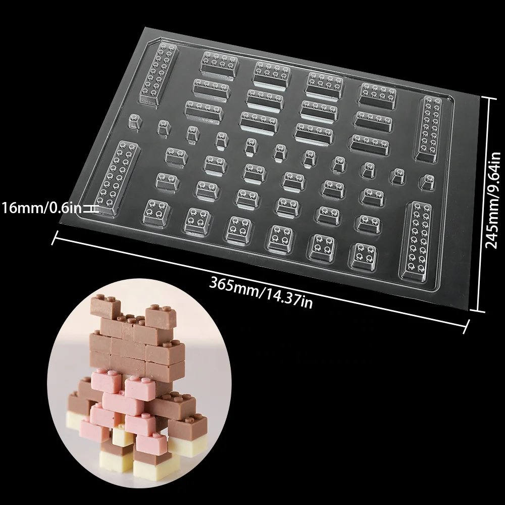 XJH 3D Legos Shaped Hard Baking Pastry Cake Decorating Moulds Legos Shapes Plastic Chocolate Mold