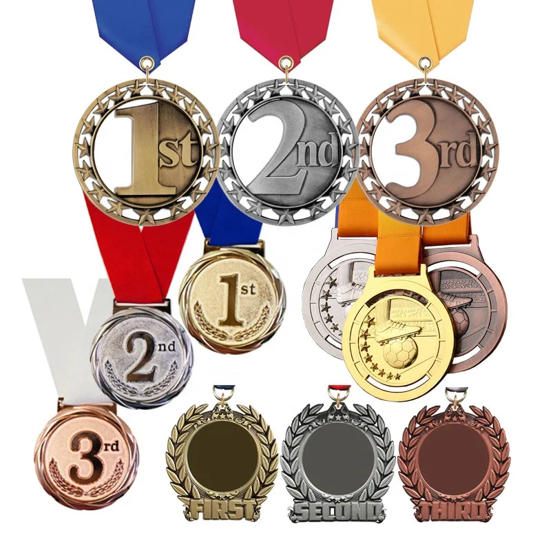 Custom Zinc Alloy Antique Metal Brass Copper Bronze Plating Blank Insert Award Medal For Sport