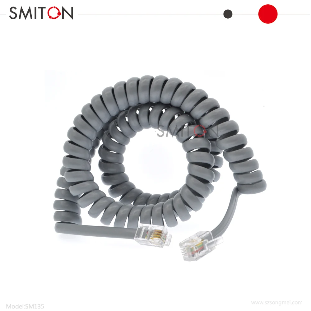 Настроенный черный белый RJ9 RJ10 26AWG спиральный кабель
