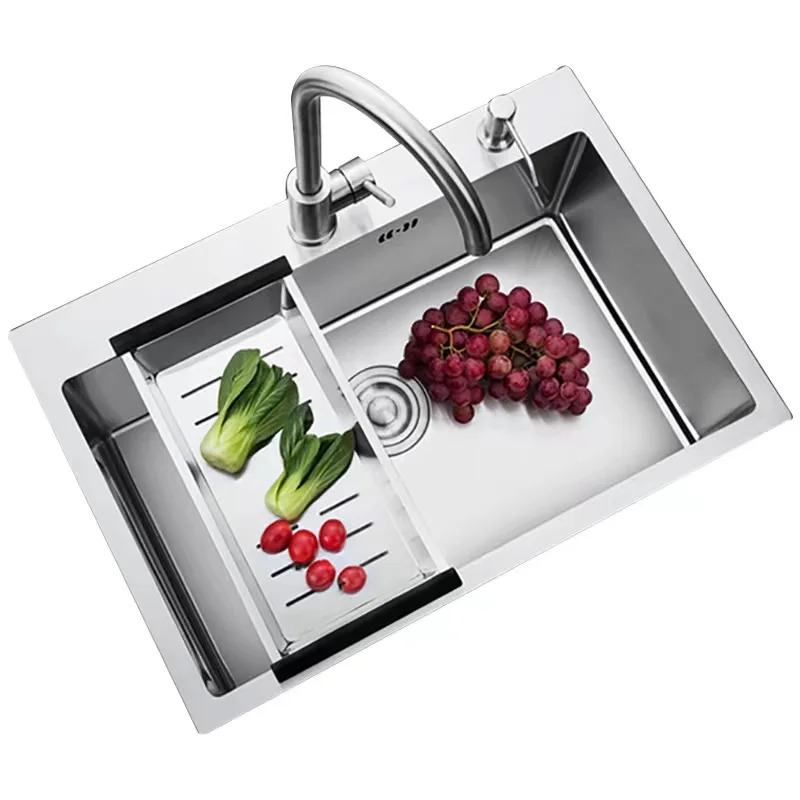 Hot Sale Deep Basin Nano Single Bowl Stainless Steel Brushed Handmade Kitchen Undermount Sink