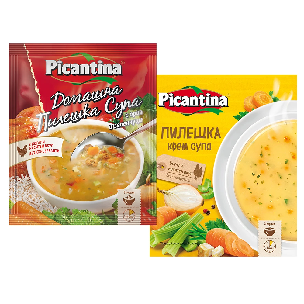 
Food Beverages Picantina Instant Homemade Beef Chicken Meat Mushroom Chicken Cream Vegetable Soup 