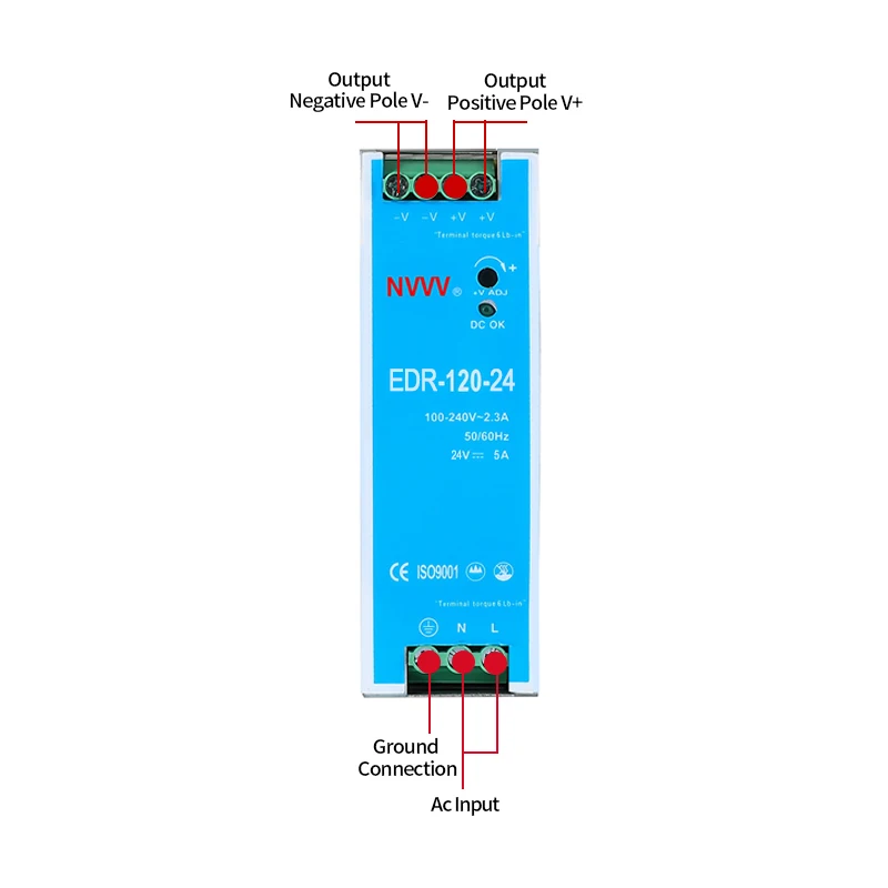 EDR-120-24 DIN Rail Type Use  24V 120W Dc Ac Dc Switching Power Supply For Factory Automation