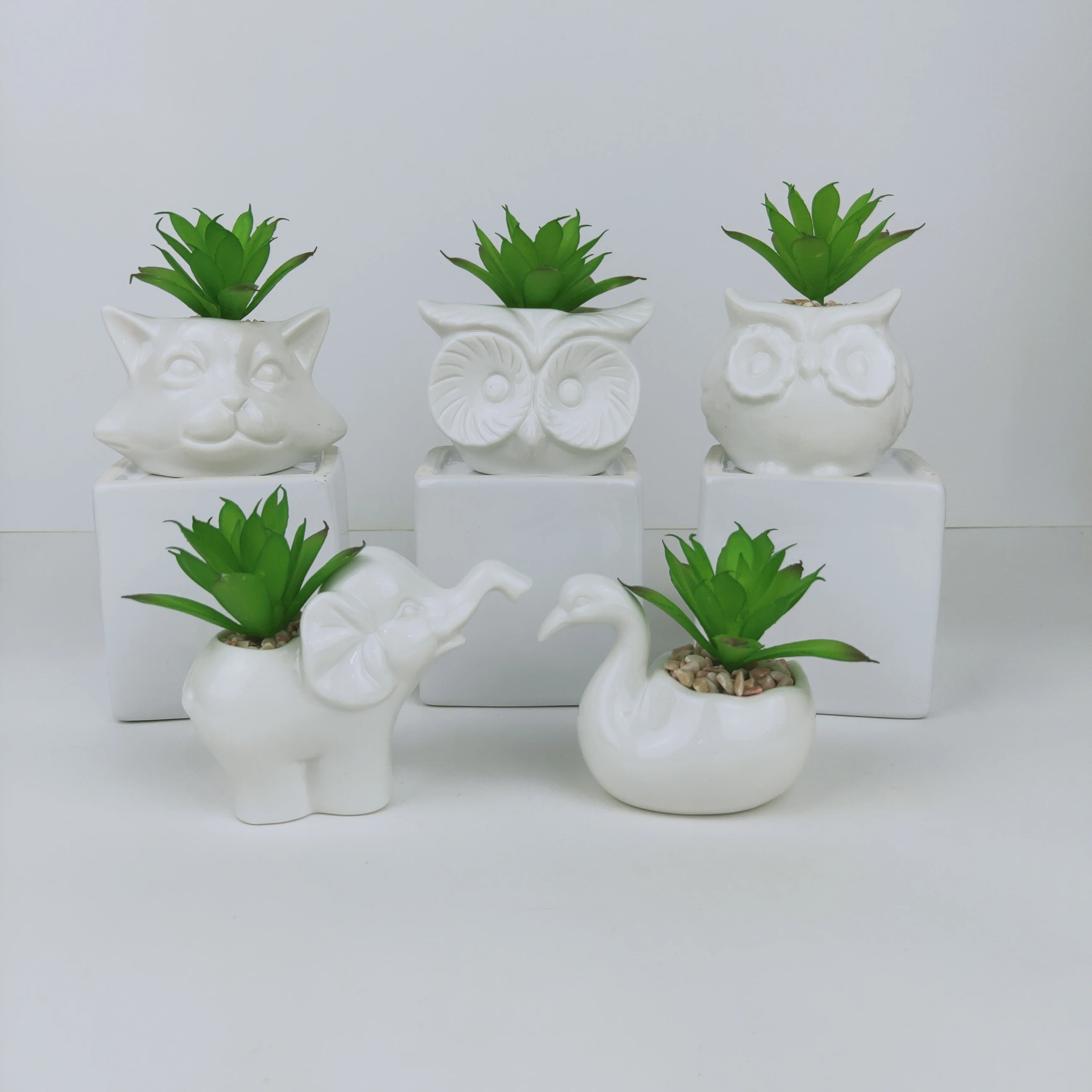 Animal Shape Ceramic Succulent Planter Pot Multipurpose Bonsai Plant Vase Creative Cactus Flower Pot- Home Office Garden Decor