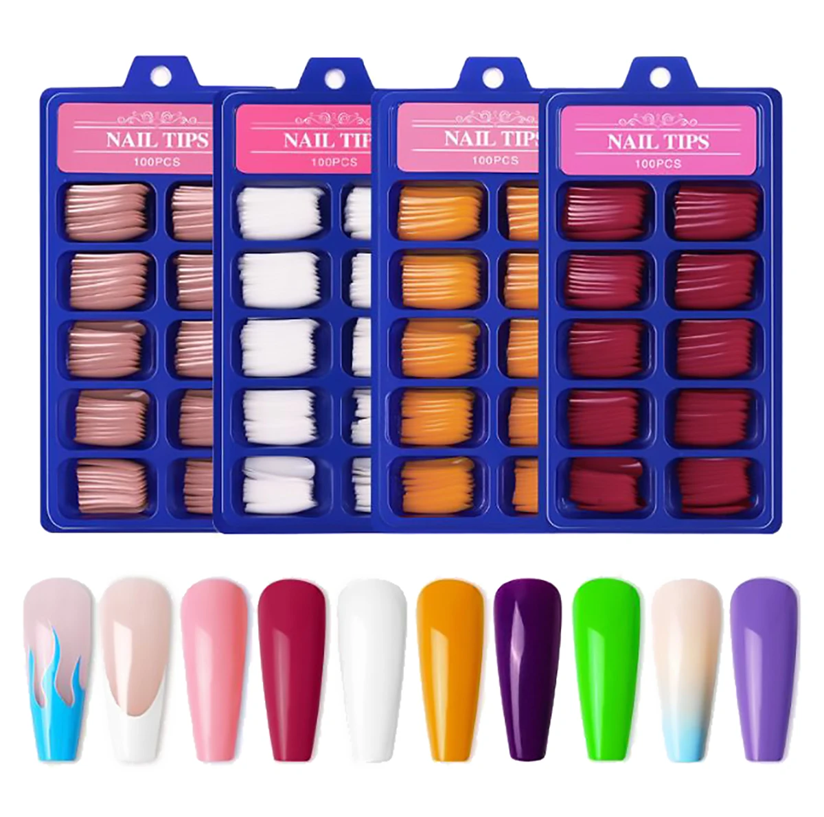 Professional Factory 100 pcs/box New Colorful False Nail Tip Press On Tips For Nail Beauty