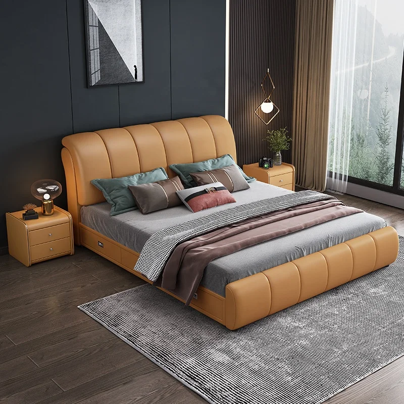 Hotsales european designs leather wooden beds king queen size kids bed storage bedding sets children bed