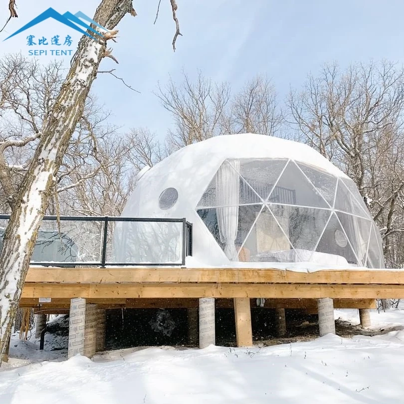 Prefab Waterproof Winter Outdoor Luxury 5m/6m/7m/8m Igloo Geodesic Dome Tent House With Bathroom