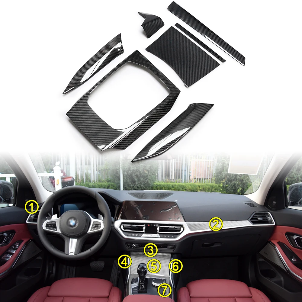  Сухое углеродное волокно для BMW G20 G23 425i 430i 325i 330i M340i 2020 + настоящая внутренняя отделка из углеродного