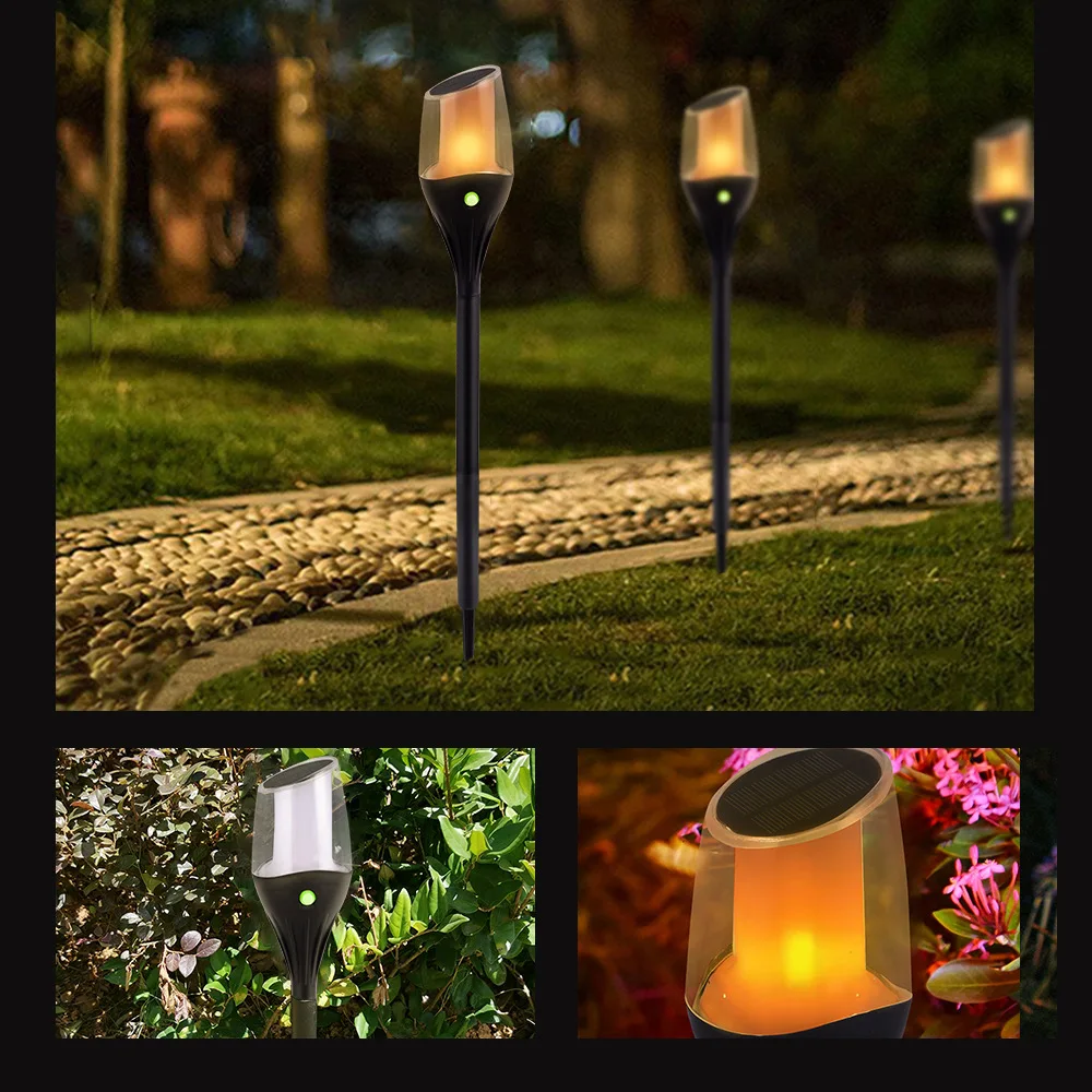 Yuekon 12LED Torch Lights Dancing Flames Lamp ABS IP65 Waterproof Outdoor Lawn Led Solar flame Light solar cell light garden