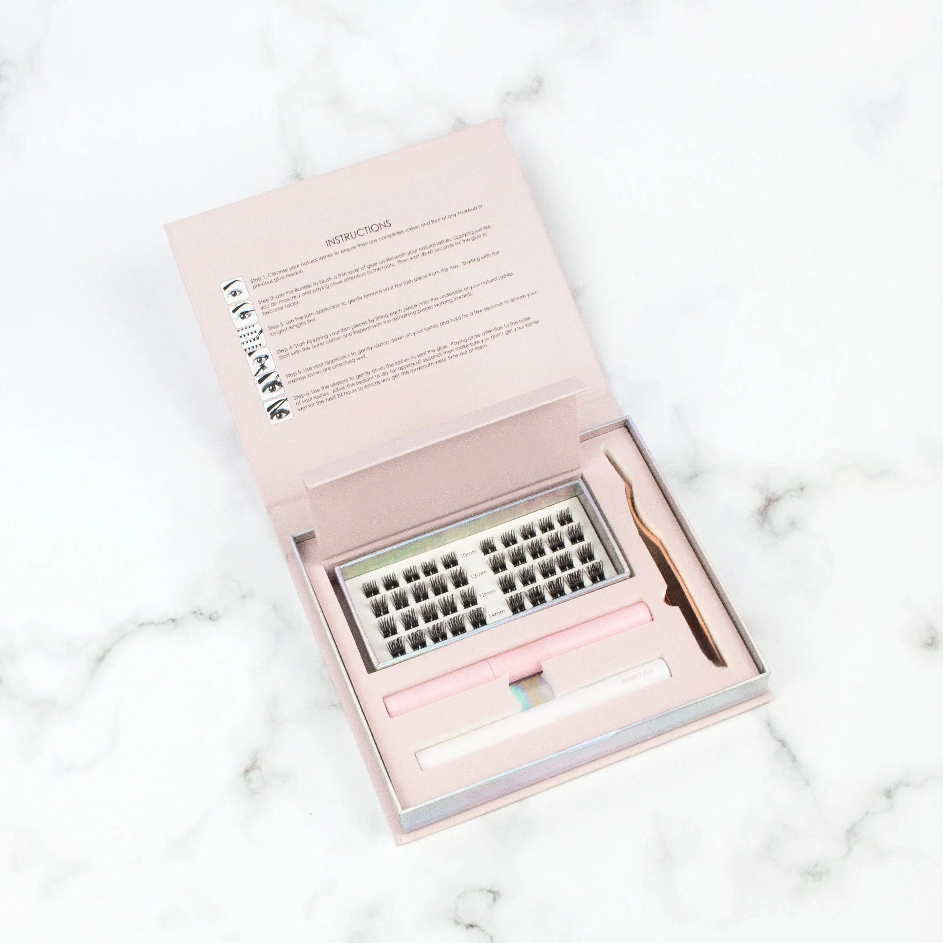 individual DIY Lash Extension Kit with Lash Glue and Remover reusable 2-3 times Private label wispy vegan cluster lashes kit