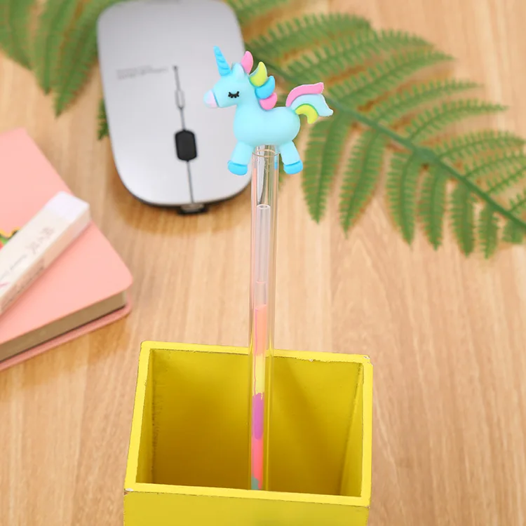 Hot Sale Colorful Cartoon Swan Pony 6 Colors Pen Student Stationery 0.5mm School Gel Pen