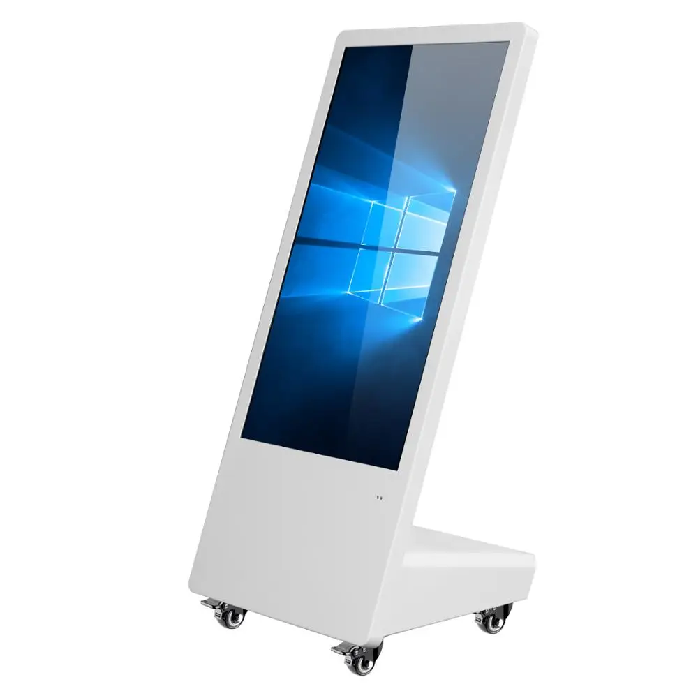 
Movable LCD advertising players digital signage and displays touch screen totem with universal wheels 