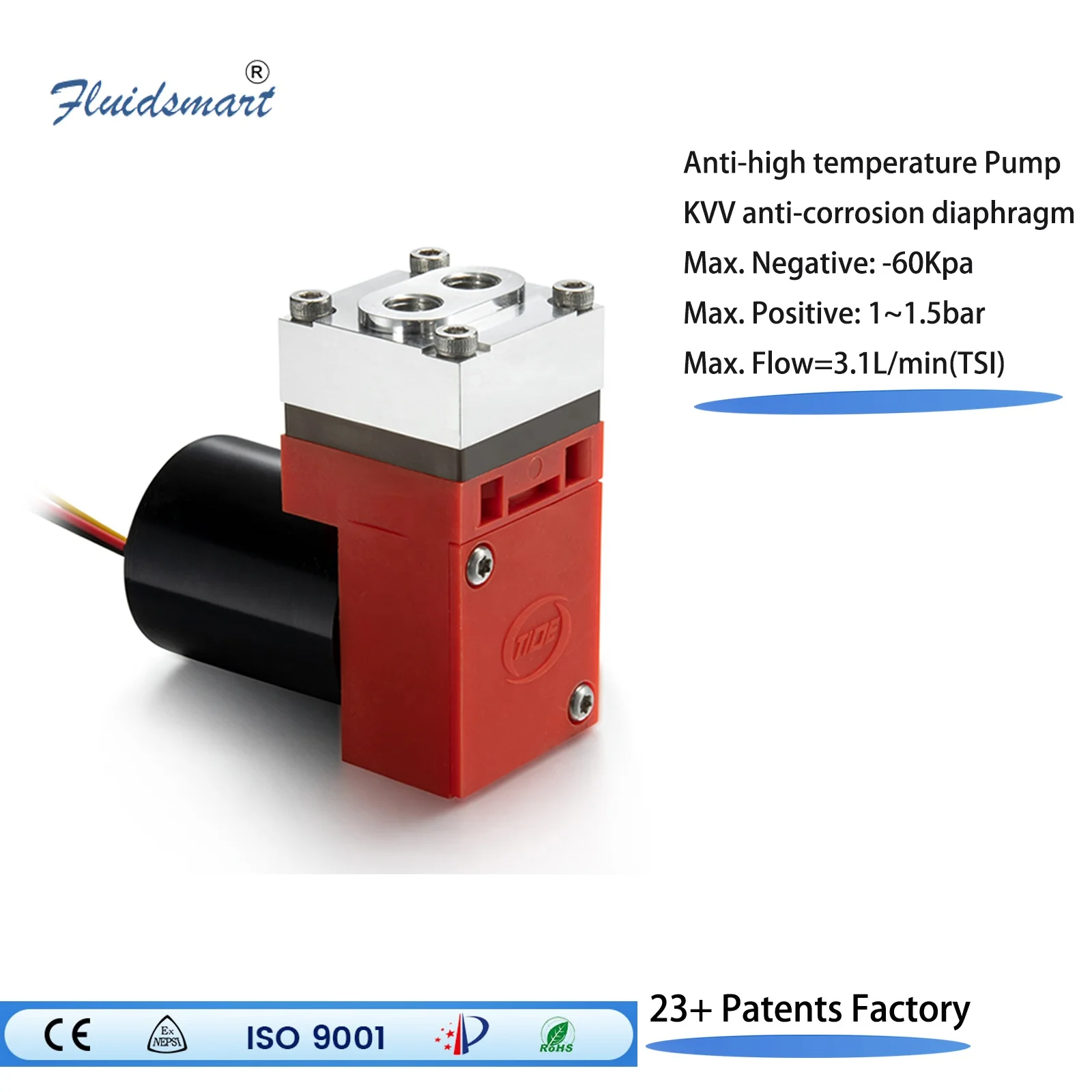 High Temperature 304 Stainless Steel FKM Micro Diaphragm Electric Pump Chemical Sampling Anti-corrosion Mini Air Pump