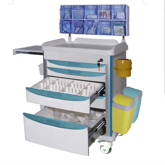 EU-TR591 Medical abs anesthesia trolley anesthesia emergency medical hospital trolley with medical castors