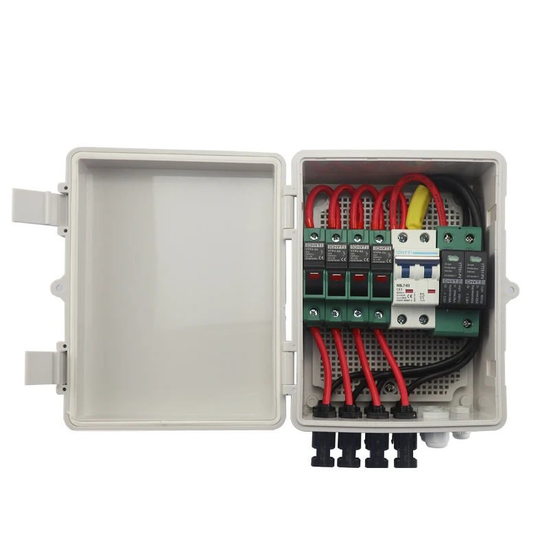 CHYT 4 Input 1 Output 600V Outdoor Waterproof IP65 PV Solar ABS Surge Lightning Protection DC Combiner Box