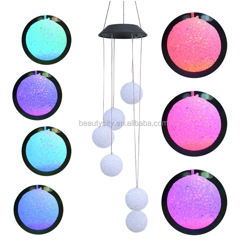 
Solar Wind Chime, Color Changing Outdoor Waterproof LED Crystal Ball Wind Chime Solar Colorful Light for Party/Yard/Valentines 