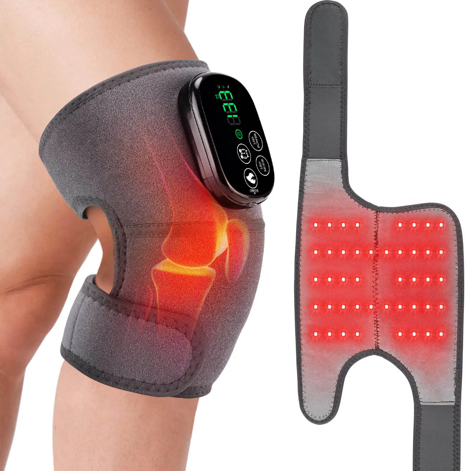 Manufacturer Cordless 660nm 850nm Infrared Red Light Therapy Heating Knee Massager for Joint Elbow Shoulder Pads Pain Relief