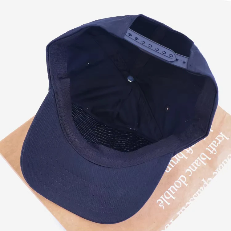 Embroidery Logo Cotton Canvas 5 Panel Cap Unstructured Pre-curved Brim Snapback Hats Vintage Custom Navy Blue Embroidery Dad Cap