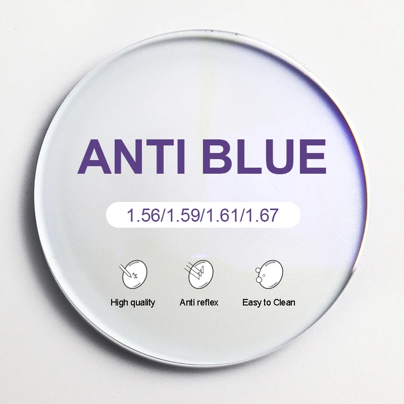 Stock Optical Lens 167 High Index None Base Color SHMC Light Blue Coating Blue Cut Lens Eyeglasses Lenses