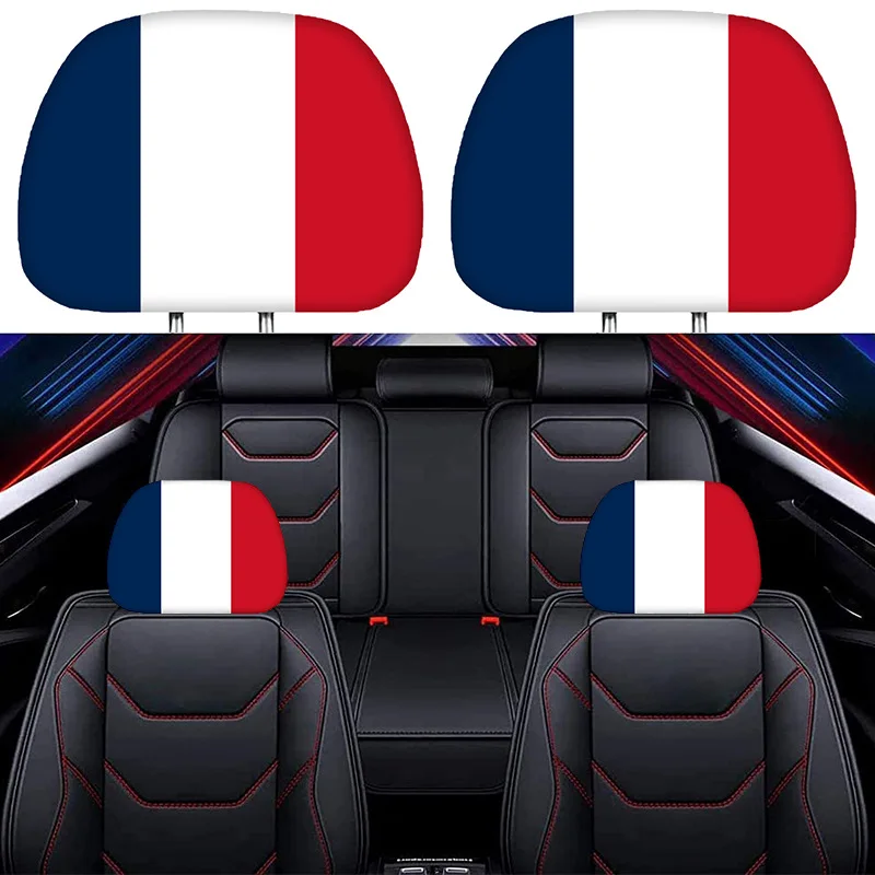 OEM Print Advertising Taxi Headrest Cover Car Protective Cover France Flag Seat Headrest Cover For Sport Promotion