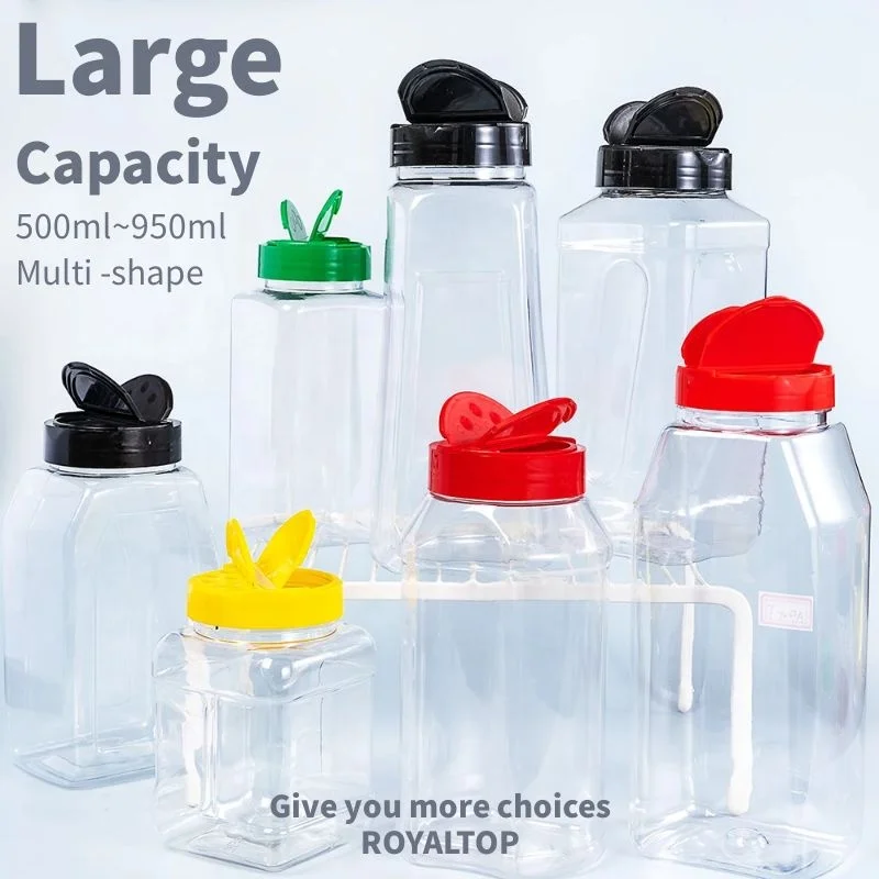 Excellent value condiment container 2oz 4oz 8oz plastic spice bottles spice flip top jar Food grade plastic spice shaker