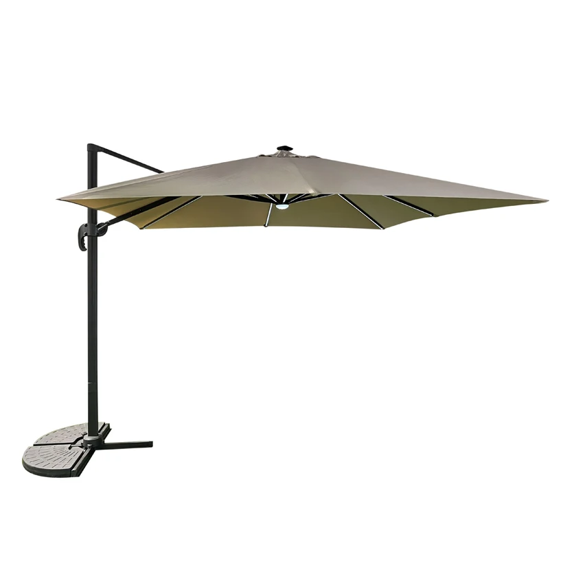 Customizable outdoor beach sombrillas patio hanging roma umbrella with solar LED