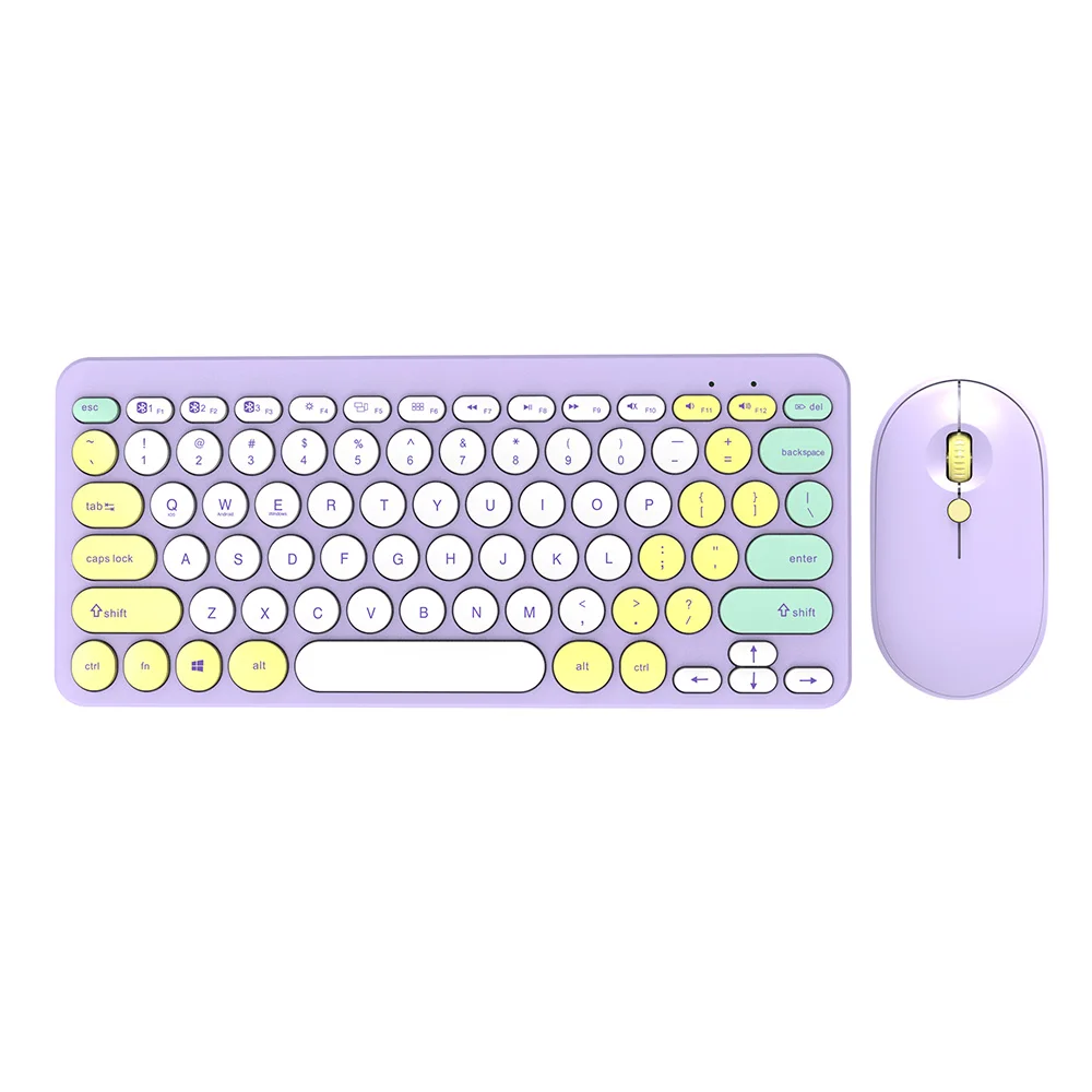 2023 Popular Ultra Thin Slim Three color mixing Punk keycap 2.4G wireless Keyboard  Mouse Combos