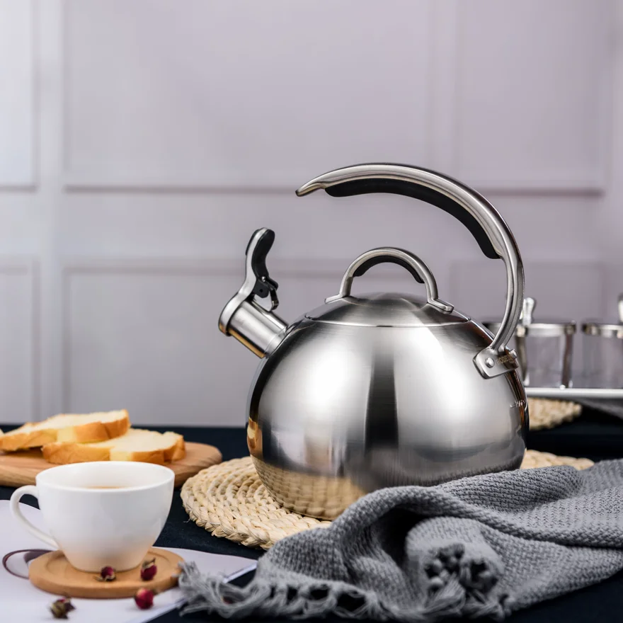 Customization Bakelite Silicone Steel Handle Tea Pot Stainless Steel Whistling Kettle Water Boiling Pot North American Kettle