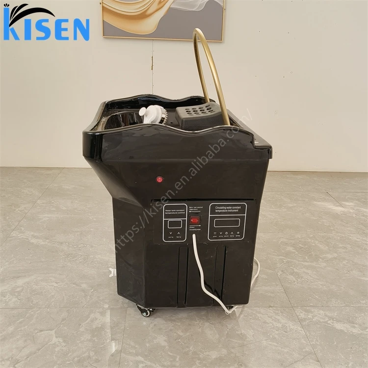 Kisen Luxury Barbershop 60L Water Tank Salon Furniture Portable Adjustable Height Washing Hair Bowl Shampoo Basin Sink For Salon