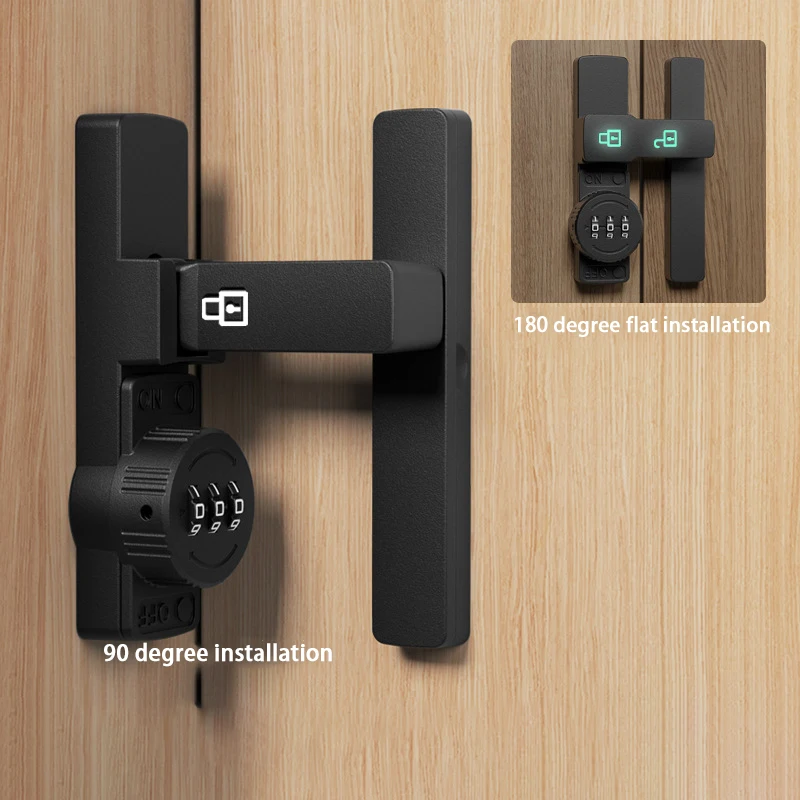 Zinc Alloy Punch Free Sliding Door latch switch Locks For Wooden Doors Safety  Password drawer Cabinet black night Lock Latch