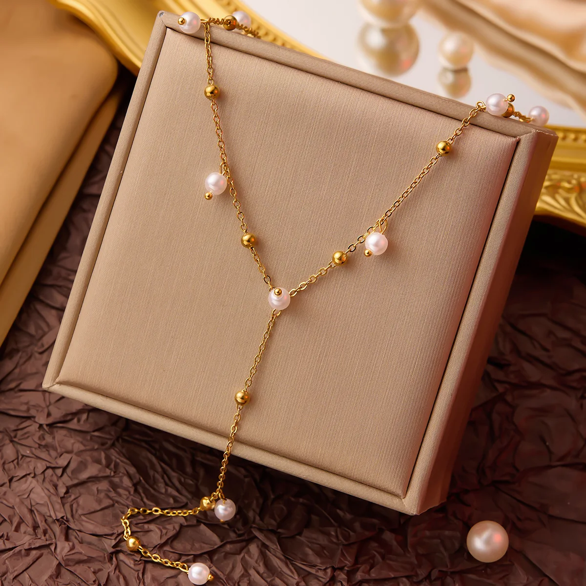 Hot Stainless Steel 18k Pearl Shell Zircon Cross Clover Butterfly Heart Pendant Necklace Women Bow Water Drop Charm Necklace