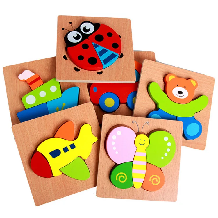 Лидер продаж Amazon, деревянные образовательные 3d-головоломки с животными для малышей