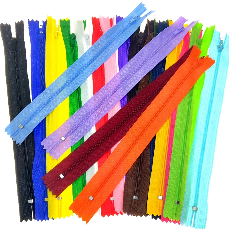 High Quality 20 Cm 3# Length Colorful Nylon Coil Hidden Zippers Closed Tail Zipper For Pants