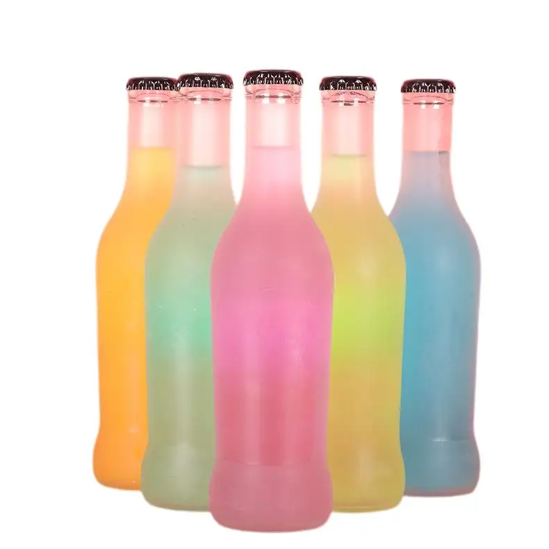 Wholesale Cheap Stock 275ml Clear Frosted Breezer Beverage Cocktail Liquor Spirit Glass Bottle For Carbonated Drinks