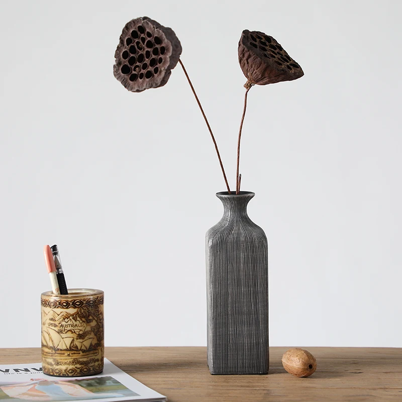 Factory Industrial style Resin Tall rectangular Vase For Home Decoration