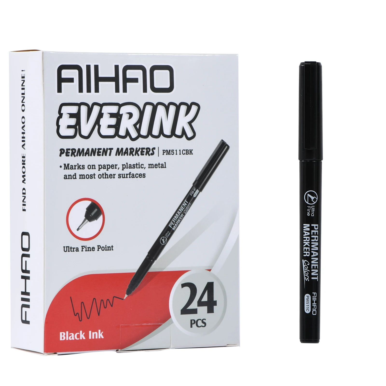 Набор нетоксичных черных перманентных маркеров Aihao с тонким кончиком 0 4 для рисования