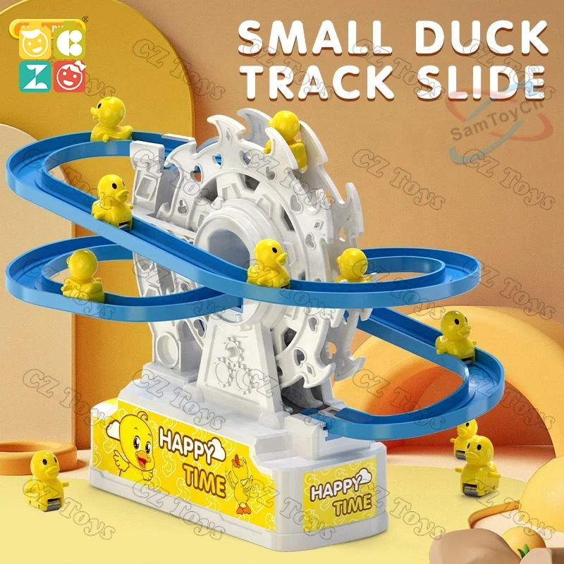 Hot Sale Educational Games Sliding Railway Roller Coaster Toy 3 Mini Duck Electric Track Slide Slot Toy Small Duck Climbing Toy