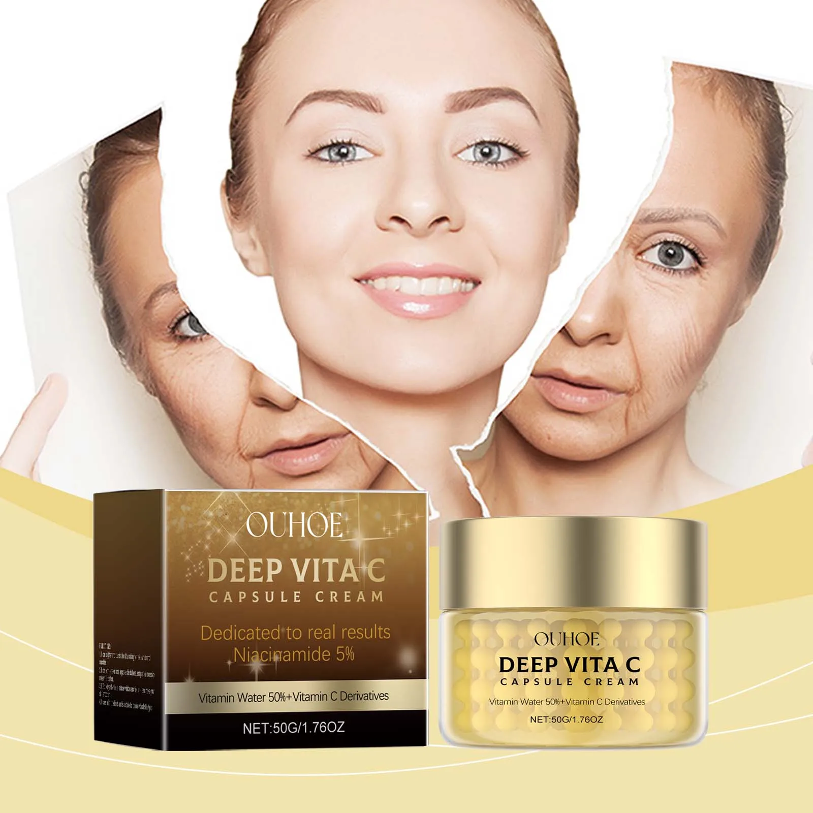 Vitamin C Anti-Wrinkle Moisturizing Cream Brightens Skin Lightens Dark Spots Removes Fine Lines Cream