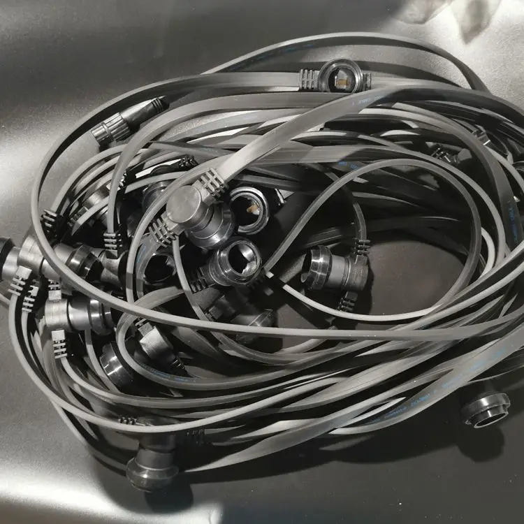 outdoor IP65 waterproof 2*1.5mm copper wire flat rubber cable E27 festoon string light